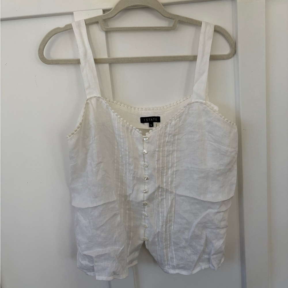 1. State White linen tank size large